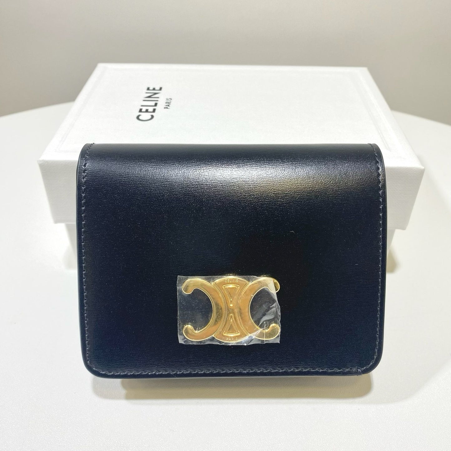 Celine Triomphe Compact Wallet Black