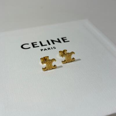 Celine Triomphe Stud Earrings Gold