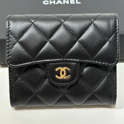 Chanel Classic Small Flap Wallet Lamb Black Gold