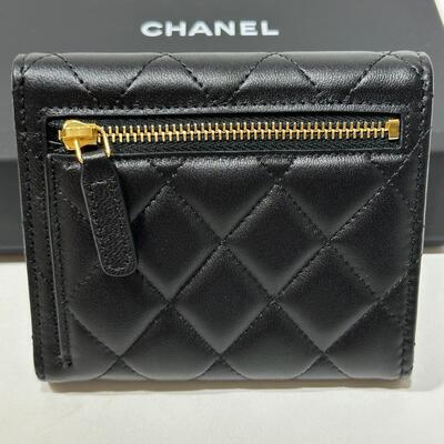 Chanel Classic Small Flap Wallet Lamb Black Gold