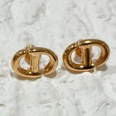 Dior CD Navy Stud Earring Rose Gold