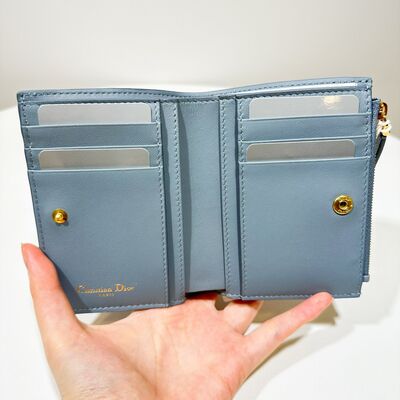 Dior Caro Dahlia Wallet Cloud Blue