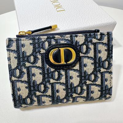 Dior Caro Dahlia Wallet Oblique Blue