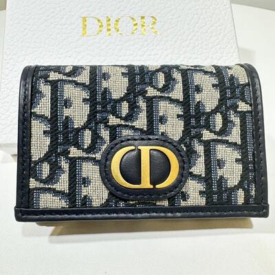 Dior Caro Glycine Wallet Oblique Blue