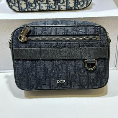 Dior Mens Mini Safari Bag With Strap Oblique Black