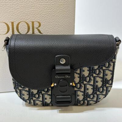 Dior Mens Saddle Pouch With Strap Oblique Blue