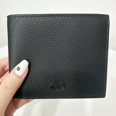 Dior Mens Wallet Black Calfskin with CD Icon