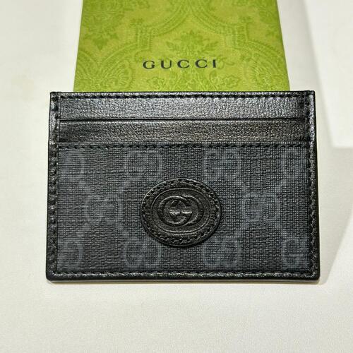 Gucci Mens Interlocking G Cardcase with Clip Black