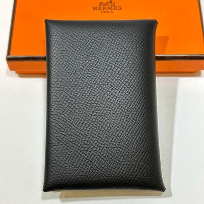 Hermes Calvi Card Holder Epsom Calf Black