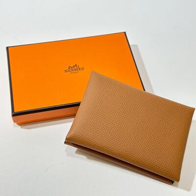 Hermes Calvi Duo Card Holder Epsom Calf Gold