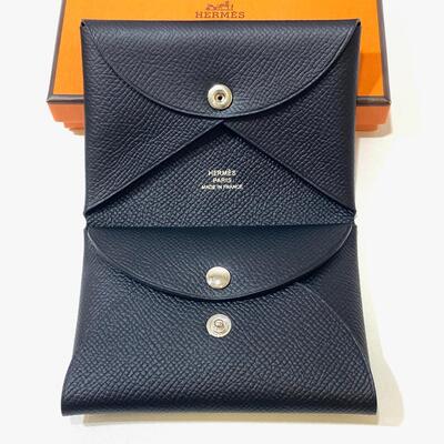 Hermes Calvi Duo Card Holder Epsom Calf Black