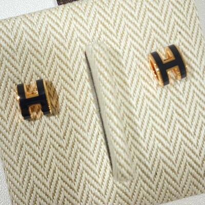 Hermes Mini Pop H Earring Gold Black