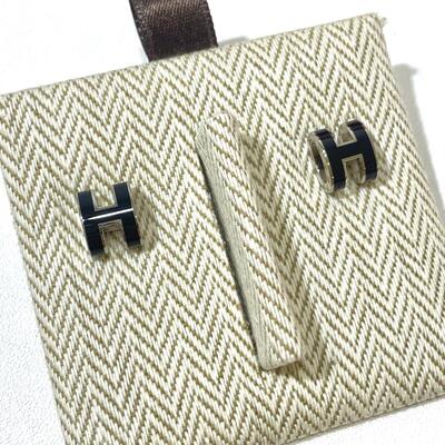 Hermes Mini Pop H Earring Silver Black