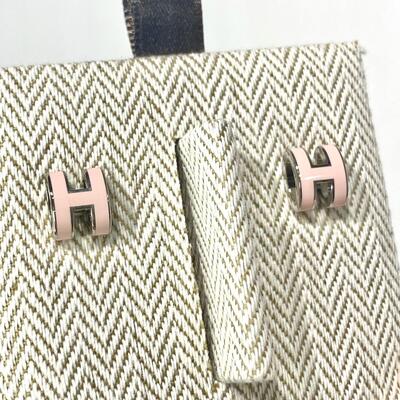 Hermes Mini Pop H Earring Silver Pink