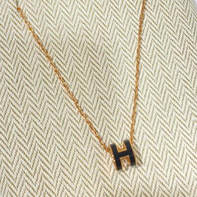 Hermes Mini Pop H Necklace Rose Gold Black