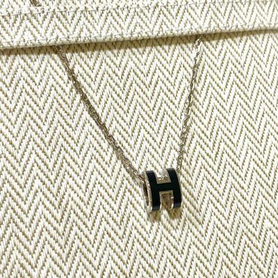 Hermes Mini Pop H Necklace Silver Black