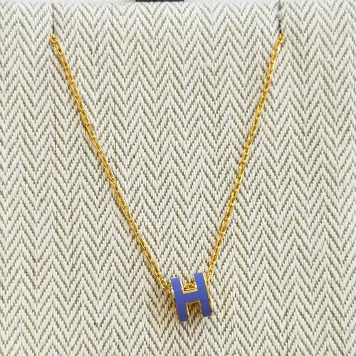 Hermes Mini Pop H Necklace Gold Lilac Purple