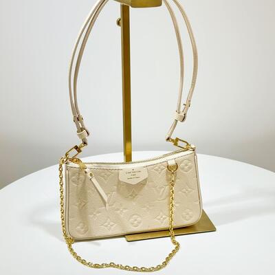 LV Easy Pouch On Strap Monogram Leather Cream