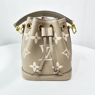 LV Nano Noe Monogram Leather Grey Cream