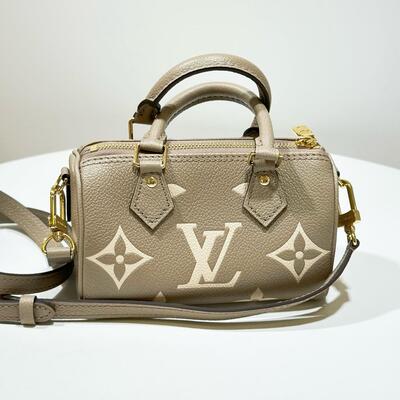 LV Nano Speedy Bag Monogram Leather Cream