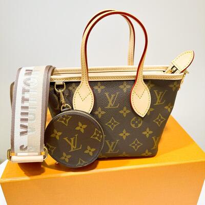 LV Neverfull BB Bag Monogram Canvas Beige