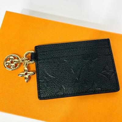 LV Charms Card Holder Monogram Leather Black