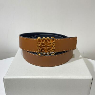 Loewe Anagram Belt 2.8cm Tan Black Gold