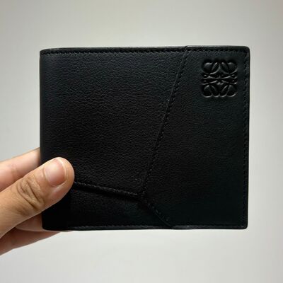 Loewe Mens Puzzle Bifold Wallet In Calfskin Black