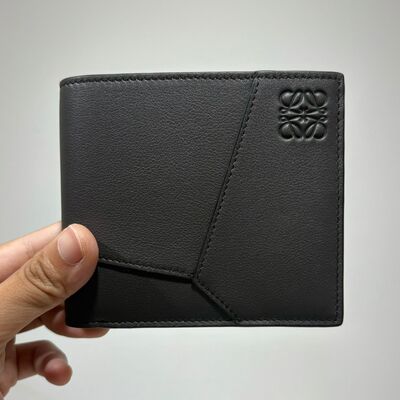 Loewe Mens Puzzle Bifold Wallet In Calfskin Dark Grey