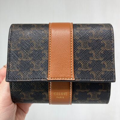 Celine Small Trifold Wallet Canvas Tan