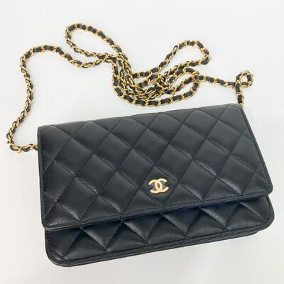 Chanel Classic Wallet On Chain Lamb Black Gold