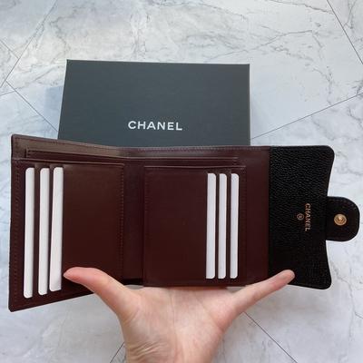 Chanel Classic Small Flap Wallet Cow Black Gold