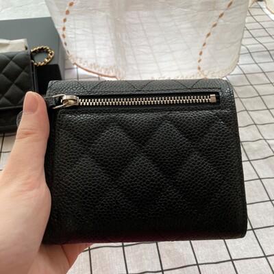 Chanel Classic Small Flap Wallet Cow Black Silver