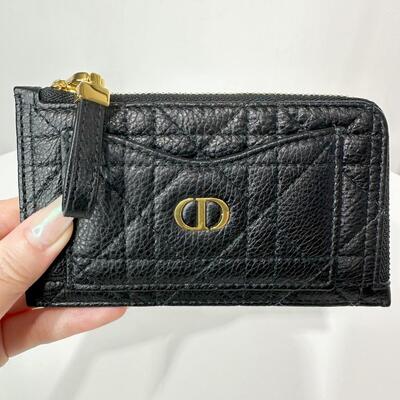 Dior Caro Compact Zipped Cardholder Black