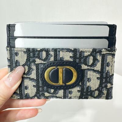 Dior Caro Freesia Card Holder Oblique Blue