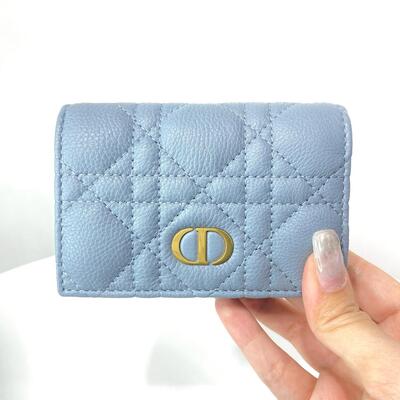 Dior Caro Glycine Wallet Cloud Blue