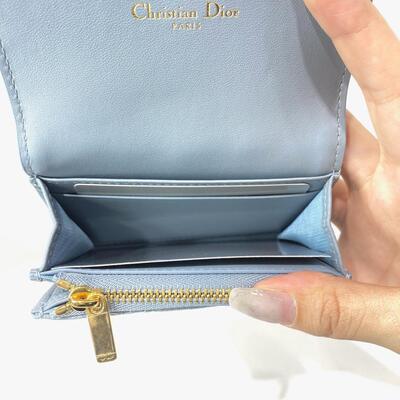 Dior Caro Glycine Wallet Cloud Blue