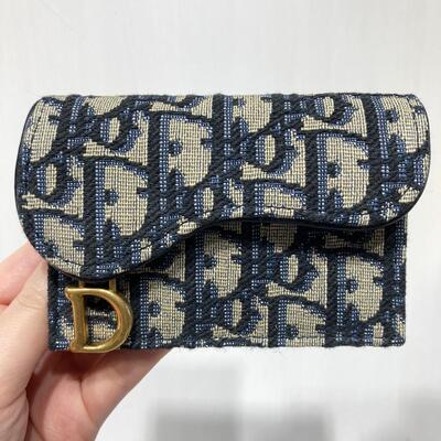 Dior Saddle Cardholder Oblique Blue