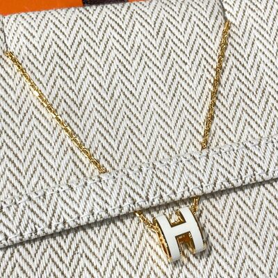 Hermes Mini Pop H Necklace Gold White