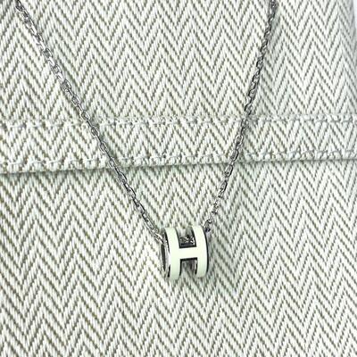 Hermes Mini Pop H Necklace Silver White