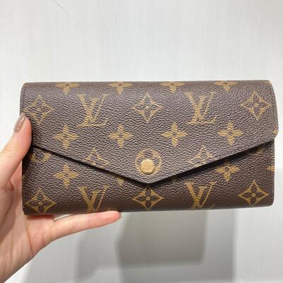 LV Sarah Wallet Monogram Canvas Brown Pink