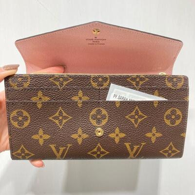 LV Sarah Wallet Monogram Canvas Brown Pink